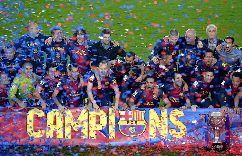 Jugadores del Barcelona Celebra triunfo