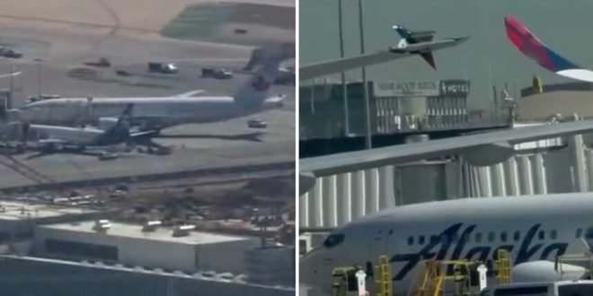 Los Ángeles: Un Airbus de Delta impacta contra un Boeing de Air Canada en la pista