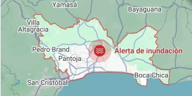 Google envía alerta de inundaciones en el Gran Santo Domingo tras aviso de vaguada